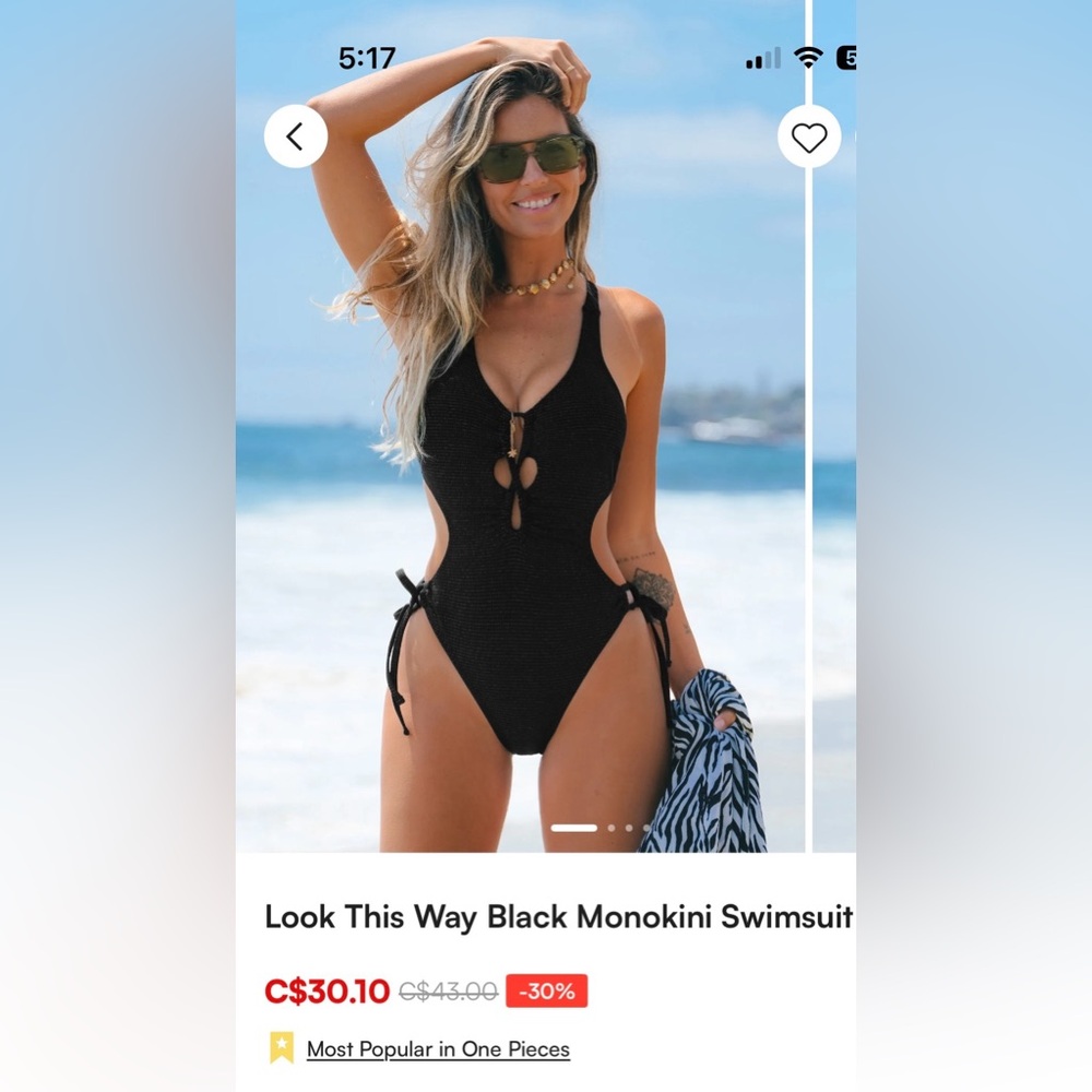 Cupshe Black Monokini Swimsuit